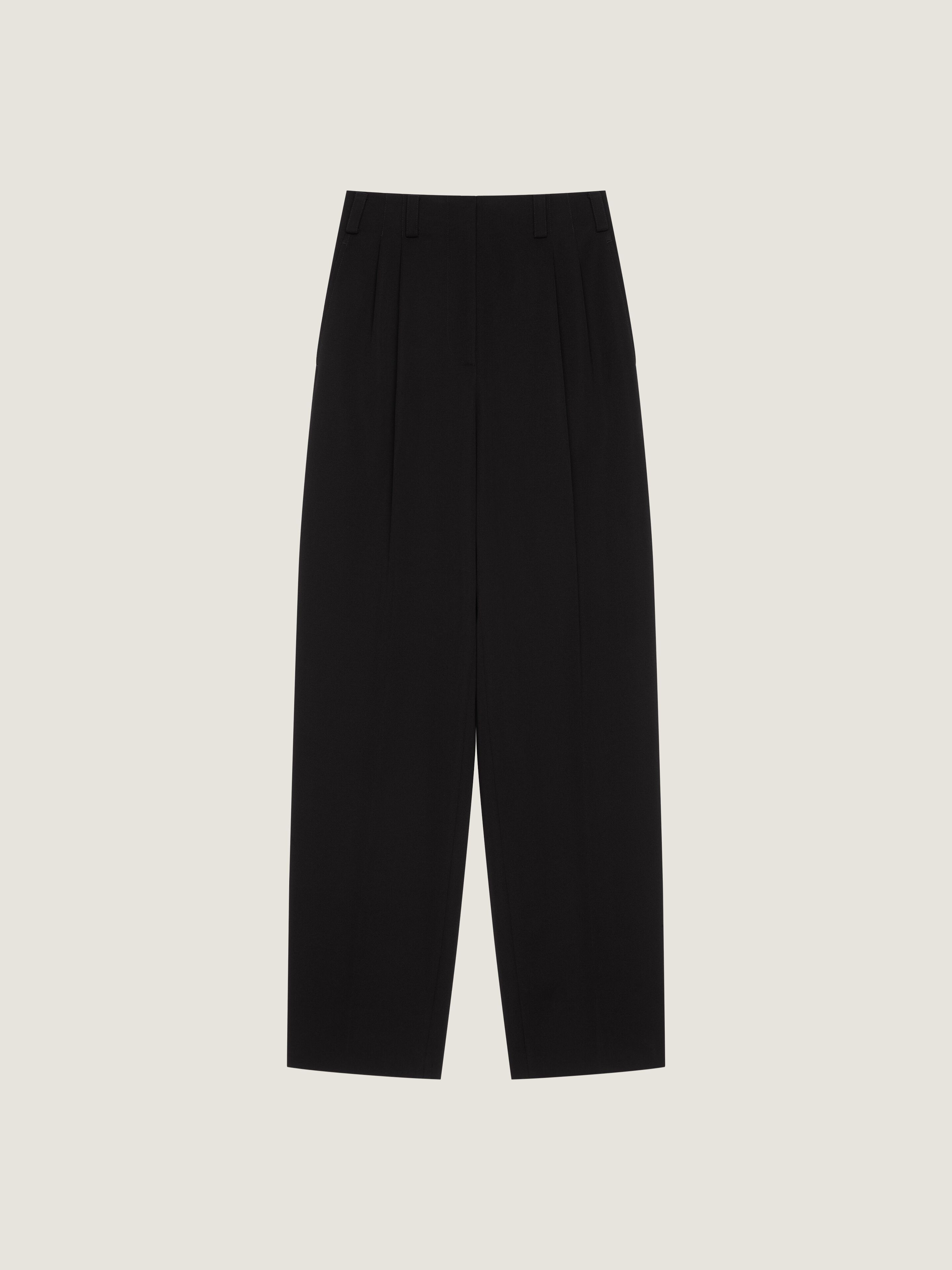 Slashed double pleat pants in wool
